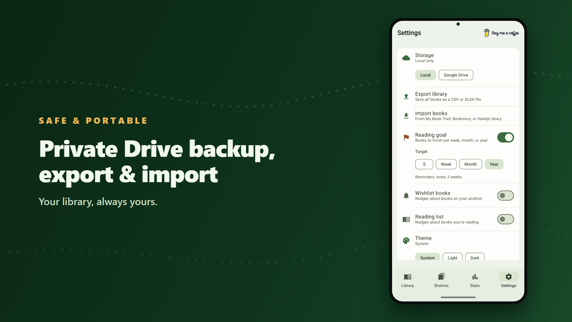 Private Google Drive backup, export and import